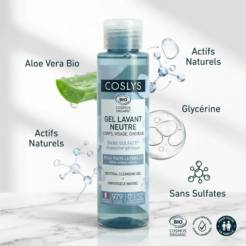Gel lavant neutre bio Coslys 100ml certifié avec ingrédients naturels