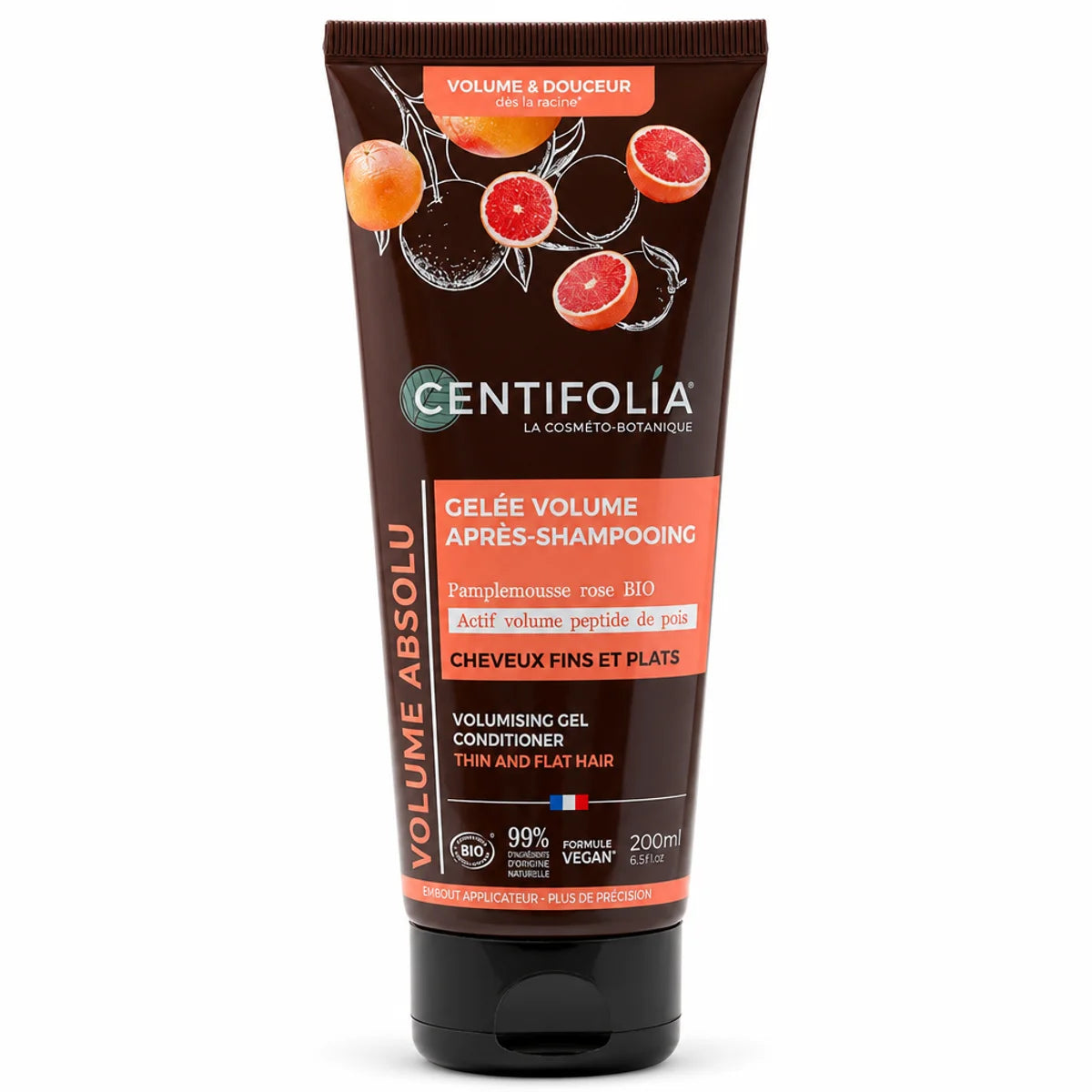 Gelée Volume Après-Shampoing Centifolia bio vegan tube produit fond blanc