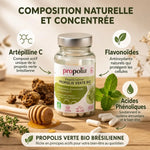 Gélules propolis verte bio Propolia avec ingrédients naturels et composants actifs