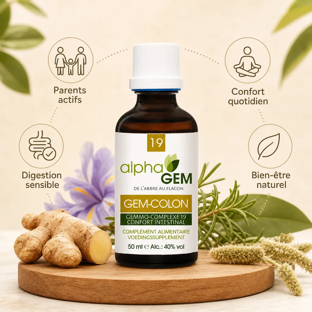 GEM-COLON Gemmo-complexe confort intestinal bio Alphagem avec icônes bien-être