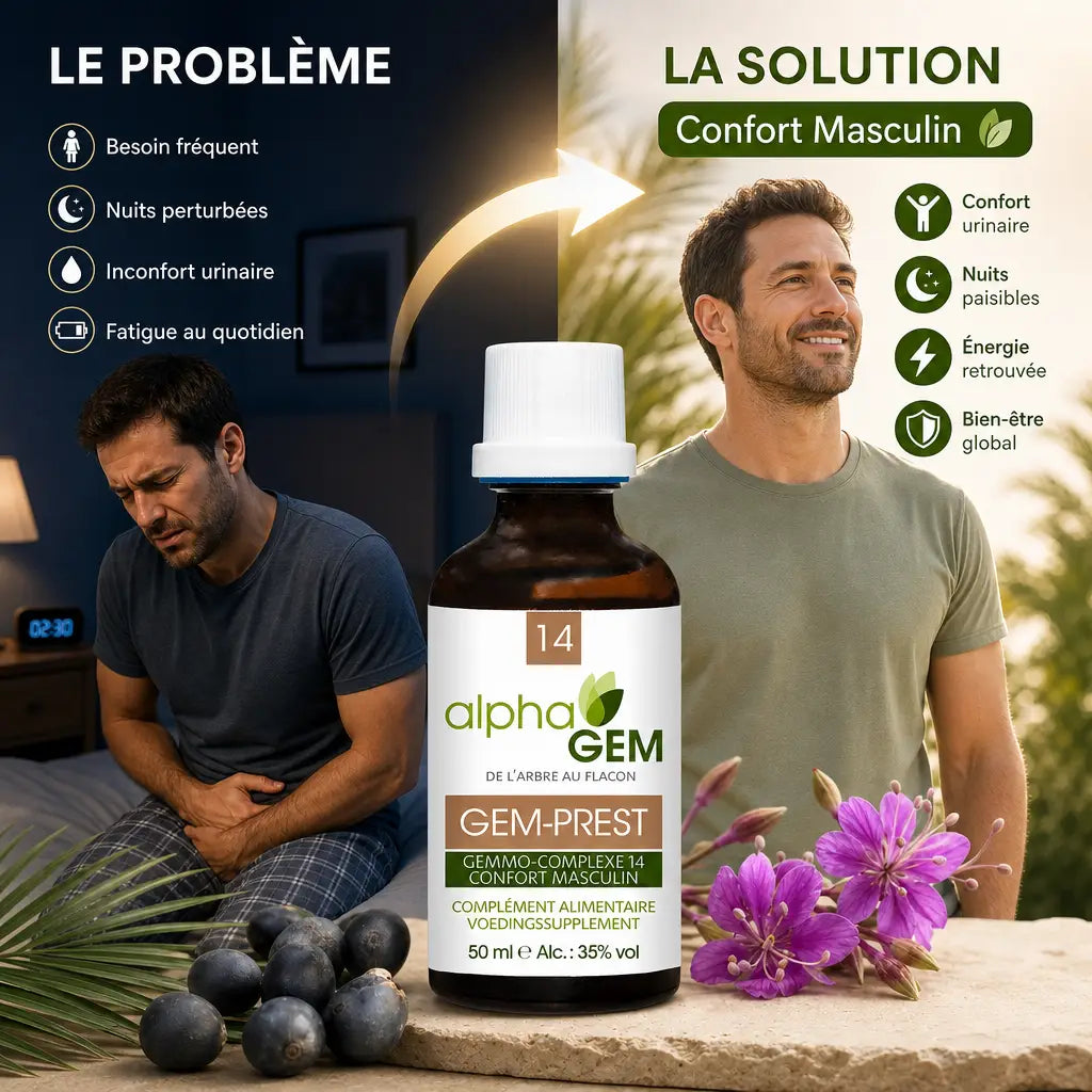 GEM-PREST Alphagem gemmo-complexe confort masculin avant après problème solution