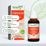 Cordiagem bio vegan HerbalGem guide posologie 15-20 gouttes eau 1-3 fois jour