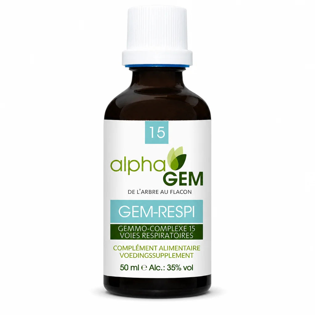Gemmo-complexe Voies respiratoires Bio Alphagem GEM-RESPI 50ml flacon en verre ambré