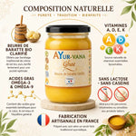 Ghee bio Ayurvana 150g - beurre clarifié artisanal français, sans lactose ni caséine