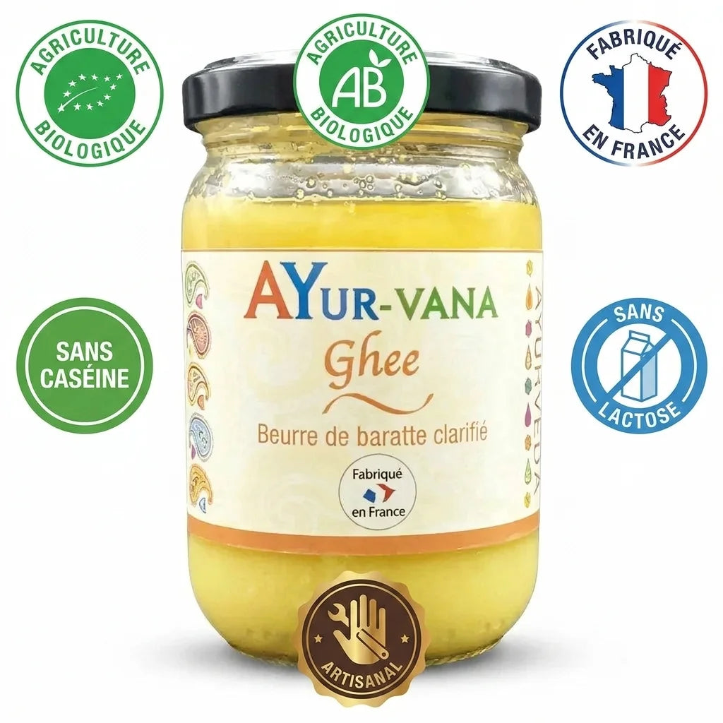 Ghee bio Ayurvana - beurre clarifié certifié AB, fabriqué en France, sans lactose
