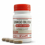 Ginkgo Biloba vegan en gélules avec dosage recommandé sur fond blanc