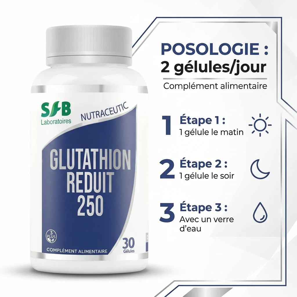 Glutathion réduit SFB 250 - gélules posologie 2 par jour avec instructions d'utilisation