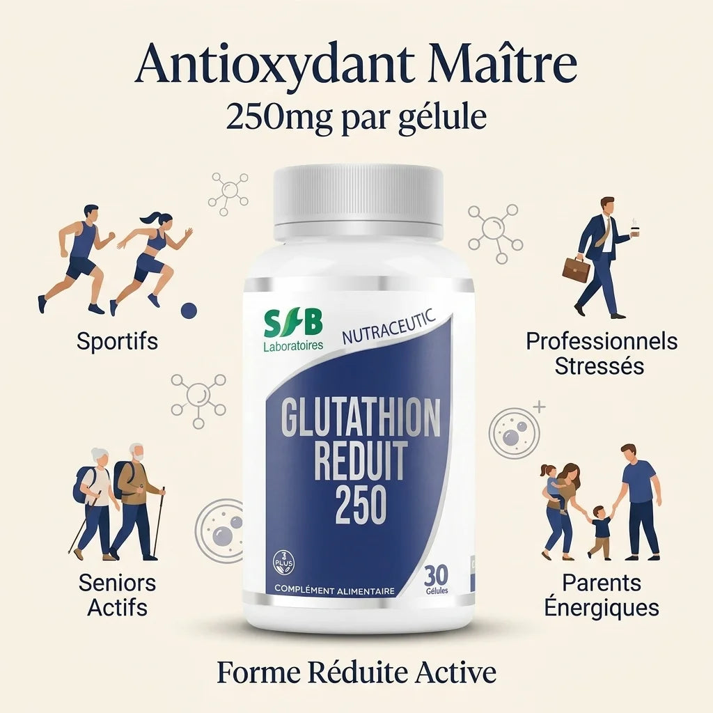 Glutathion Réduit 250mg SFB - Antioxydant pour sportifs, seniors et professionnels stressés