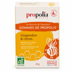 Gommes Propolis Bio Gingembre Citron Propolia - Boîte produit vue de face sur fond blanc