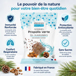 Gommes Propolis Verte bio avec bénéfices : immunité, respiration, antioxydants, sans sucres