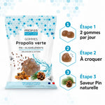 Gommes Propolis Verte bio Propos'Nature avec dosage 2 par jour, saveur Pin naturelle