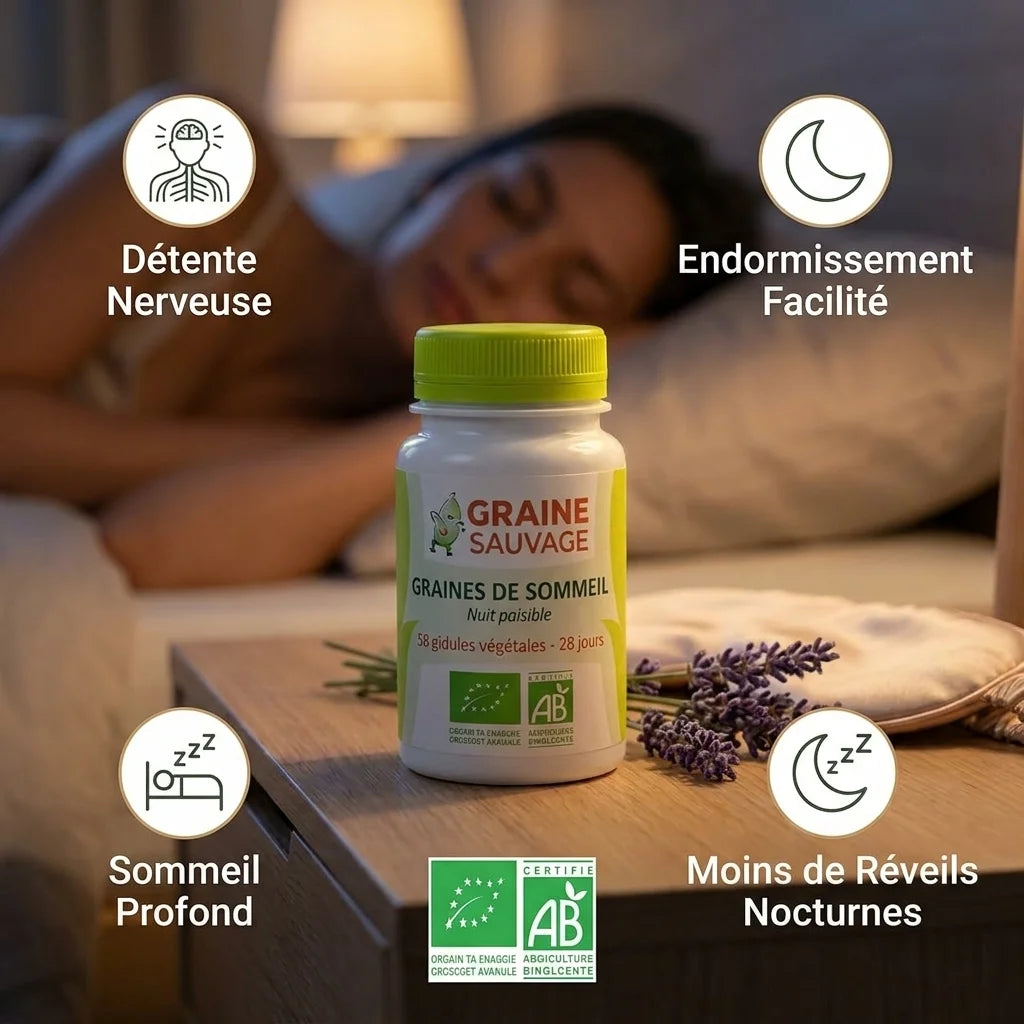 Graine Sauvage complément sommeil bio vegan en gélules avec bénéfices détente et endormissement