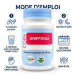 Griffonia vegan en gélules avec posologie 1-2 par jour, équilibre émotionnel et sommeil