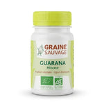 Guarana bio vegan en gélules Graine Sauvage, flacon avec bouchon jaune-vert sur fond blanc