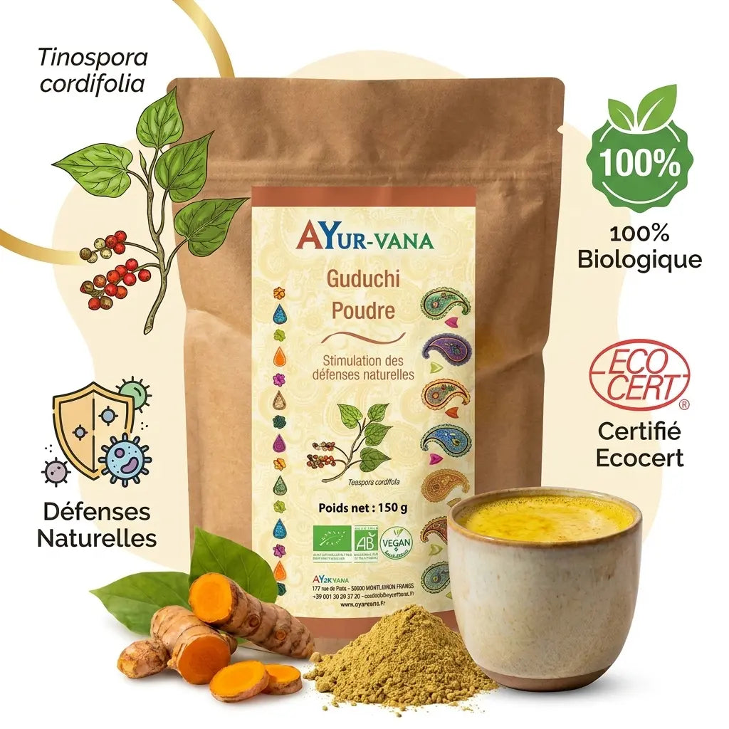 Guduchi poudre bio Ayurvana - Tinospora cordifolia 100% biologique certifiée