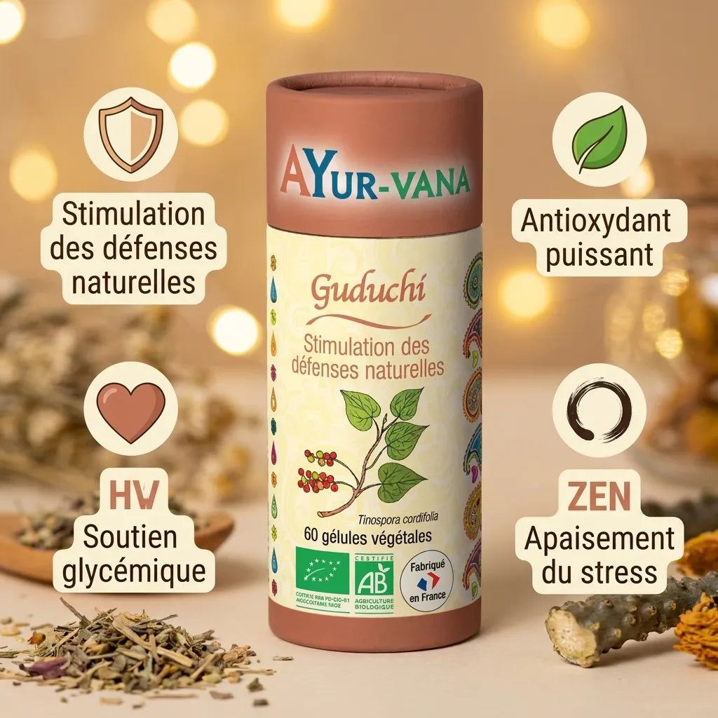 Guduchi bio vegan gélules Ayurvana - défenses naturelles, antioxydant, stress et glycémie