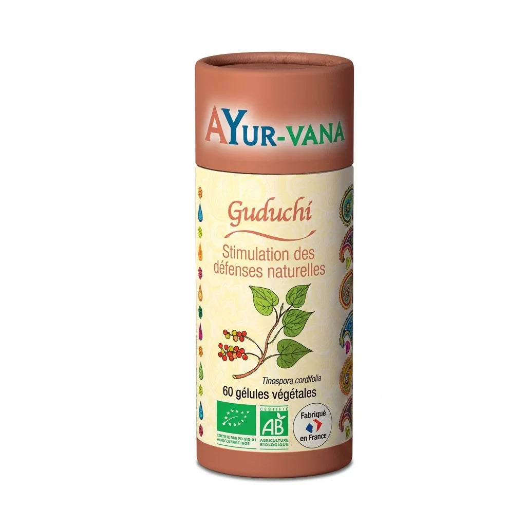 Guduchi Bio en gélules Ayurvana - complément alimentaire biologique certifié en flacon