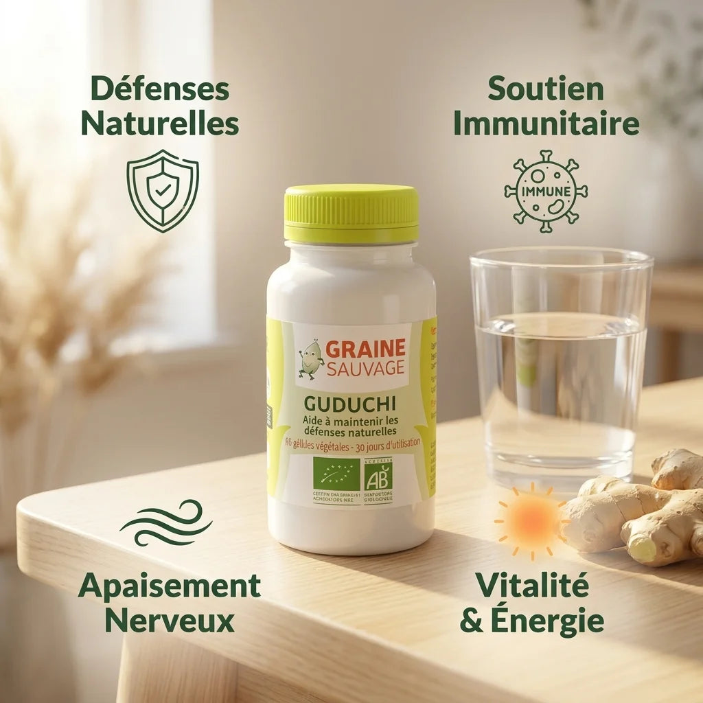 Guduchi bio en gélules avec bénéfices santé : défenses naturelles, immunité et vitalité
