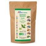 Gymnema en poudre bio 150g AYur-vana sachet kraft sur fond blanc