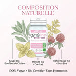 Gyneline Ménopause Bio gélules avec ingrédients naturels : Sauge, Mélisse et Trèfle Rouge bio certifiés