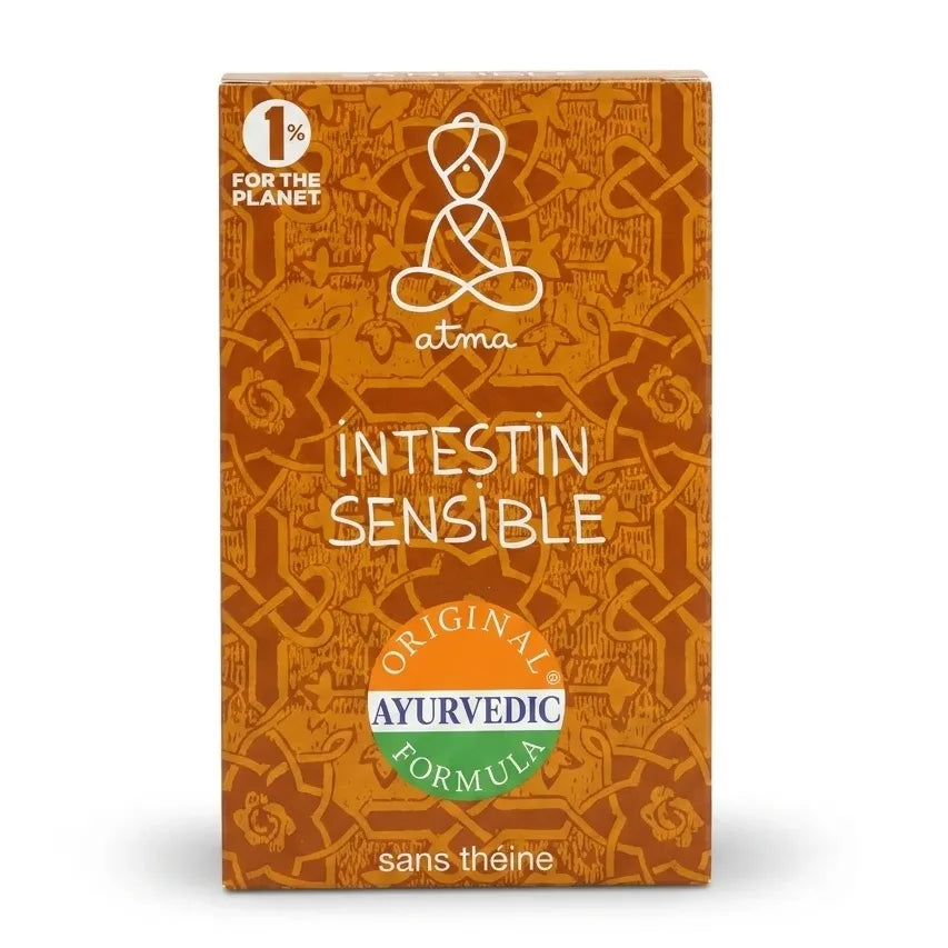 Boîte de thé Hima Paka Bio Intestin Sensible d'Atma sur fond blanc