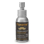 Flacon d'Huile à Barbe Adoucissante Florame bio, finition argentée, fond blanc, vue produit professionnelle