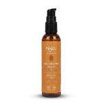 Bouteille d'huile d'argan bio Najel certifiée, flacon ambré avec pompe noire sur fond blanc