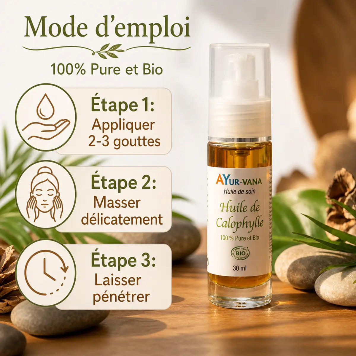 Huile de Calophylle Bio Ayurvana - Guide d'application et utilisation en spa wellness