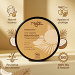 Huile de coco bio Najel avec bénéfices : nourrit la peau, revitalise cheveux, 100% naturel