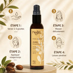 Huile de Jojoba bio Najel avec guide d'application en 4 étapes pour visage et corps