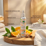 Huile de Karanja bio Acorelle en flacon spray avec ingrédients naturels et agrumes