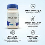 Huile de Krill MERalia en capsules avec bénéfices Oméga-3, santé cardiaque et antioxydant naturel
