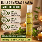 Huile massage Kapha bio Ayurvana 100ml avec guide application, pierres et bougies spa