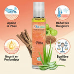 Huile de massage Pitta bio Ayurvana avec ingrédients naturels et bénéfices pour la peau