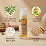 Bouteille Huile de Neem bio Ayurvana avec ingrédients naturels et certifications Ecocert