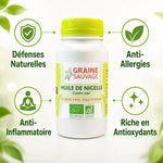 Graine Sauvage Huile de Nigelle bio 120 capsules avec bénéfices santé : défenses naturelles, anti-allergies