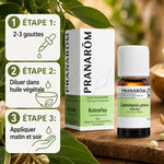 Huile essentielle bio Katrafay Pranarom 10ml avec guide d'utilisation dosage dilution application
