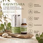 Huile essentielle ravintsara Pranarom bio avec bénéfices immunité et respiration