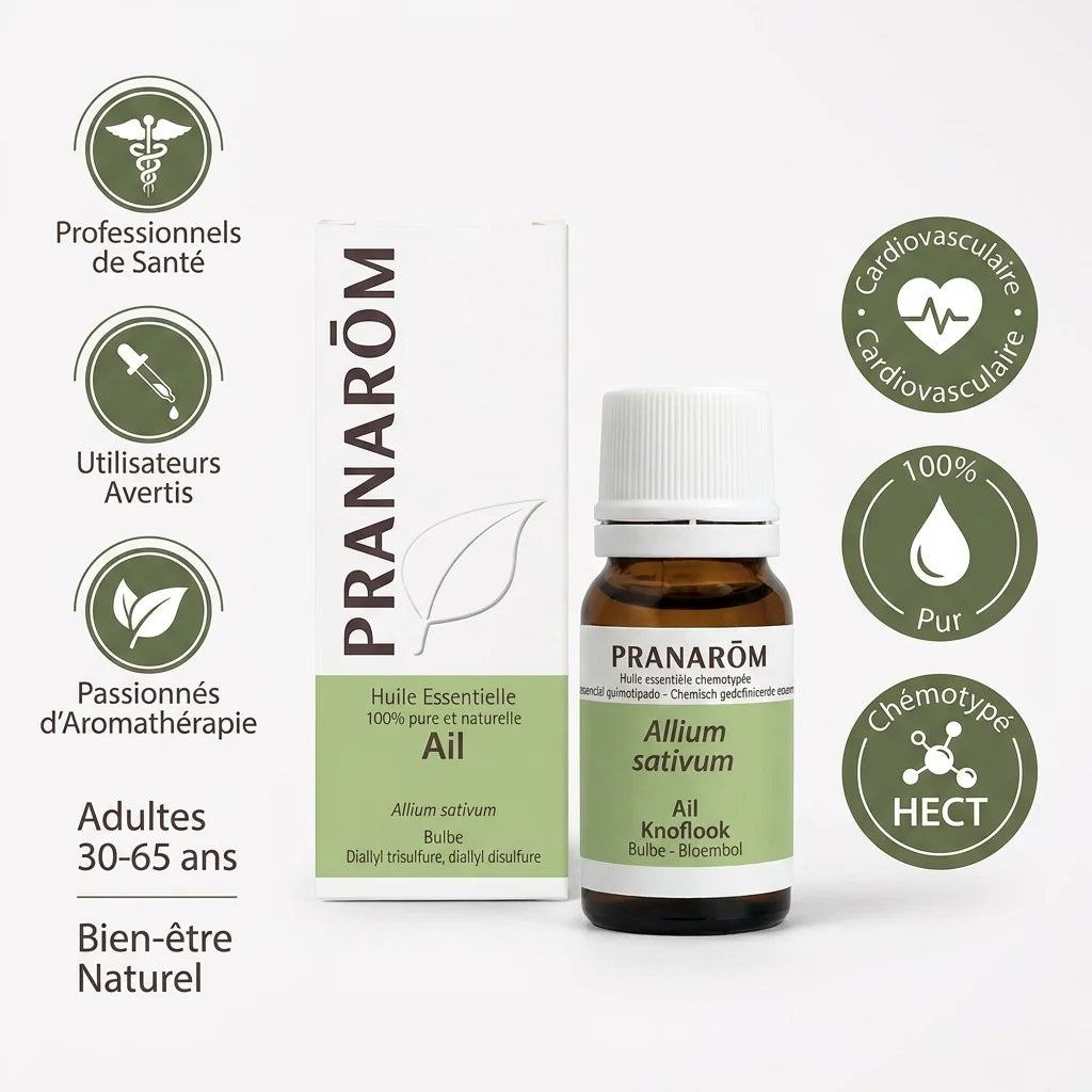 Huile essentielle d'ail Pranarom pure et chémotypée pour la santé cardiovasculaire naturelle