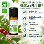 Huile essentielle Gaulthérie Florame bio avec bénéfices : douleurs musculaires, anti-inflammatoire, articulations
