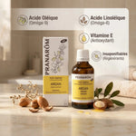 Huile d'argan bio Pranarom avec ingrédients actifs, acides gras oméga et vitamine E
