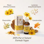 Huile végétale d'arnica Pranarom pure et naturelle avec fleurs d'arnica montana et ingrédients botaniques
