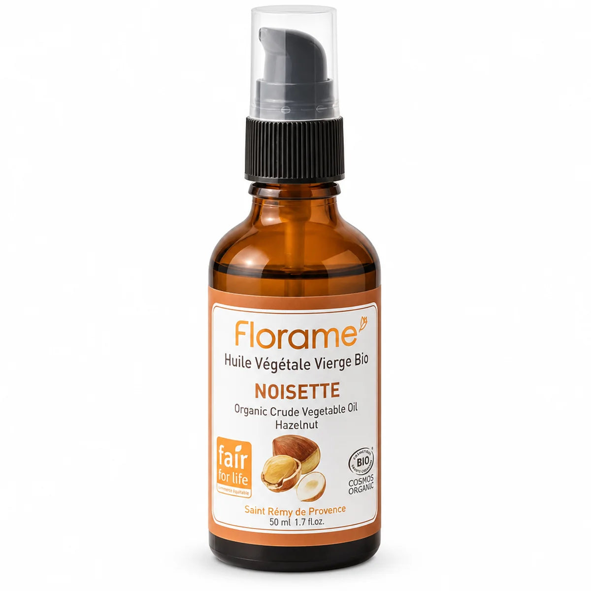 Huile végétale de noisette bio Florame en flacon 50ml avec pompe spray