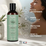 Najel hydrolat feuilles olivier bio - bouteille avec icônes bénéfices antioxydants et purifiants