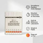 Bandelettes indicateurs pH-Fix 100 unités avec échelle colorée 5.1-7.2 et avantages produit