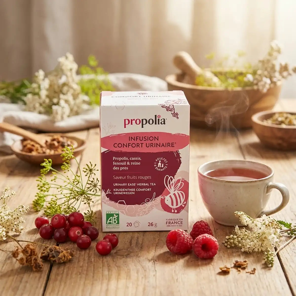 Infusion Confort urinaire Bio Propolia avec plantes et baies rouges