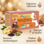 Infusion thé noir bio vegan Ayurvana avec épices, bénéfices digestion et énergie