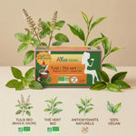 Infusion Tulsi et Thé vert bio vegan Ayurvana avec ingrédients naturels certifiés