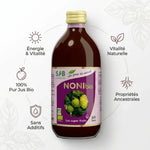 Jus de Noni Bio SFB 500ml bouteille verre avec bénéfices santé et propriétés ancestrales hawaiiennes