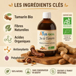 Bouteille Jus de Tamarin bio Ayur-Vana 500ml avec pods de tamarin et gingembre frais